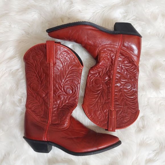 ACME Shoes - Acme Vintage Red Leather cowgirl boots